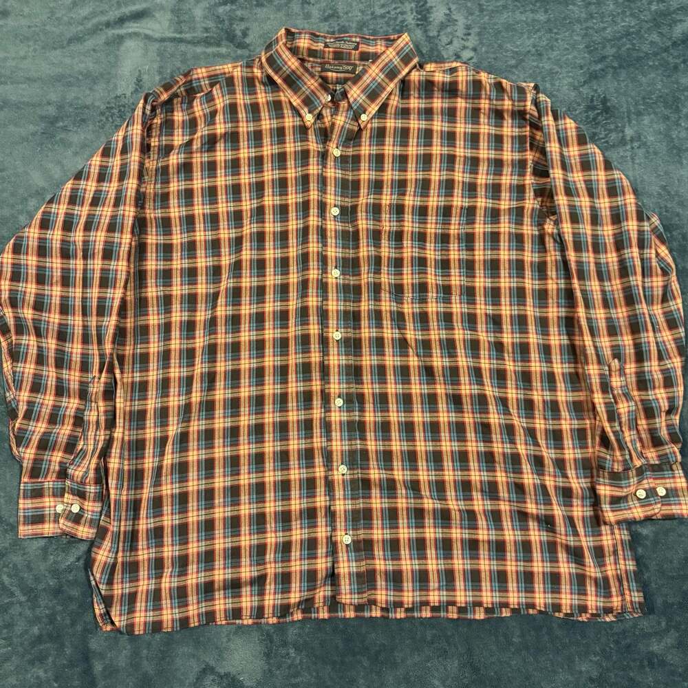 Vintage Botany 500 Plaid Button Down Shirt 2XL Long Sleeve Cotton Blend